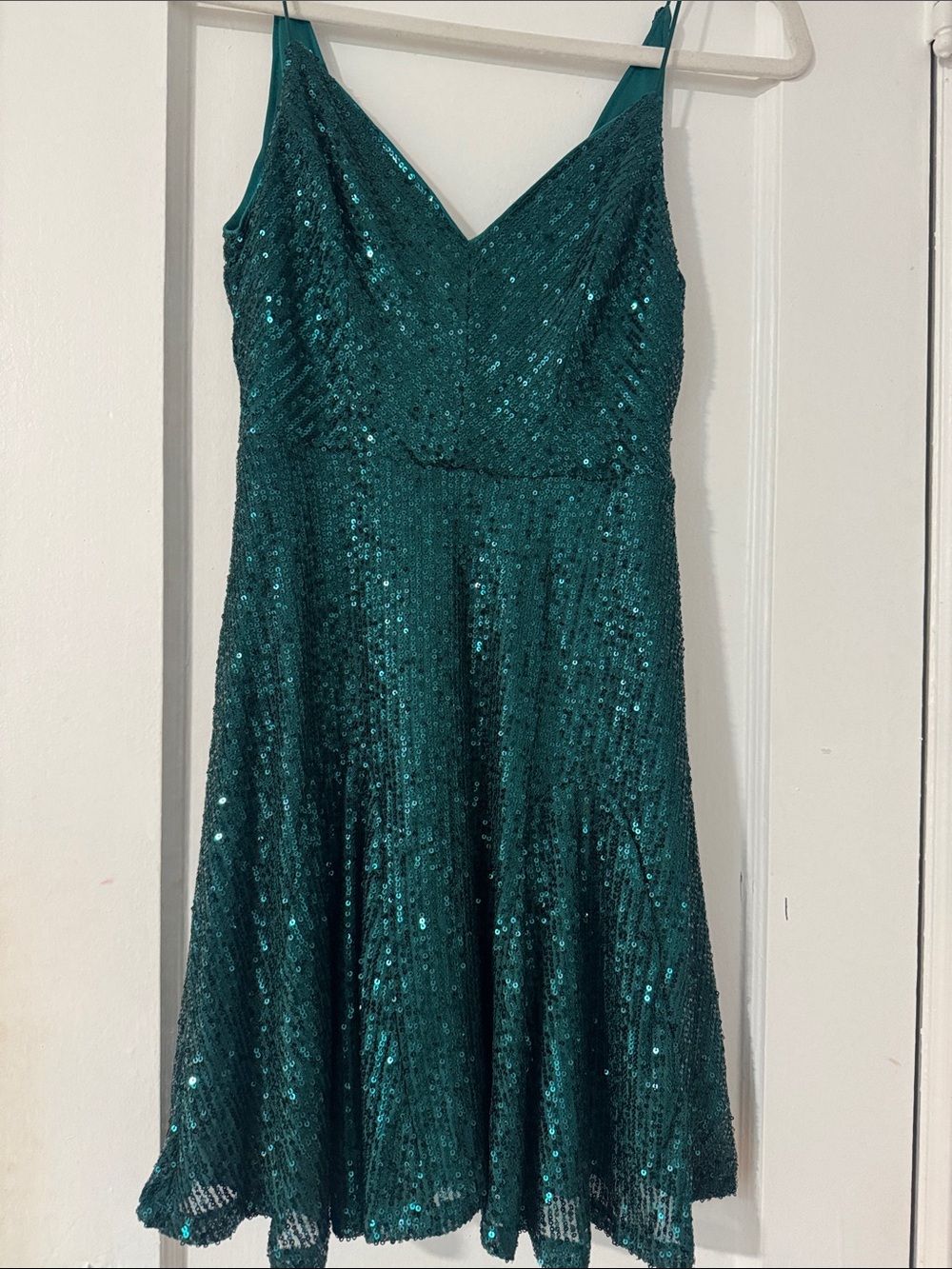 Lulu's Teal Strapless Sequin Fit-and-Flare Dress